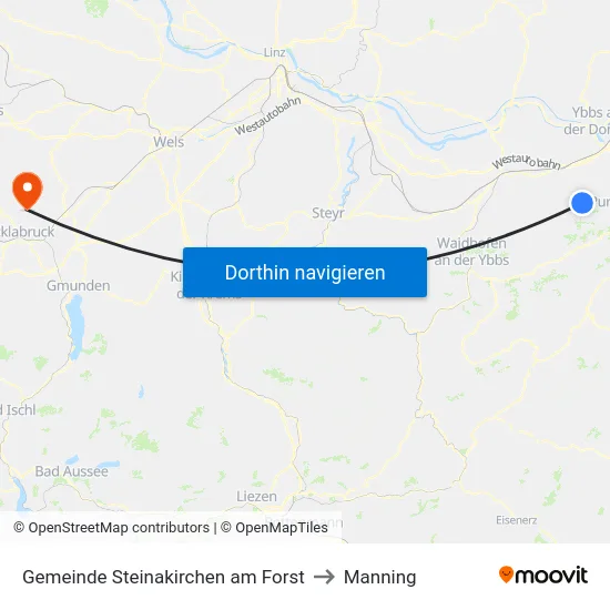 Gemeinde Steinakirchen am Forst to Manning map