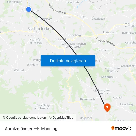 Aurolzmünster to Manning map