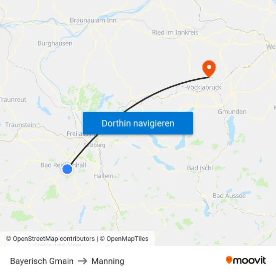 Bayerisch Gmain to Manning map