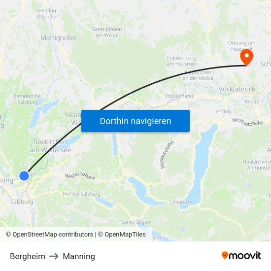 Bergheim to Manning map