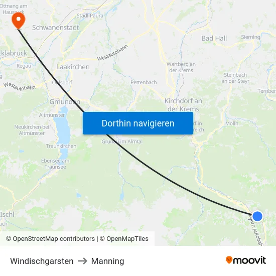 Windischgarsten to Manning map