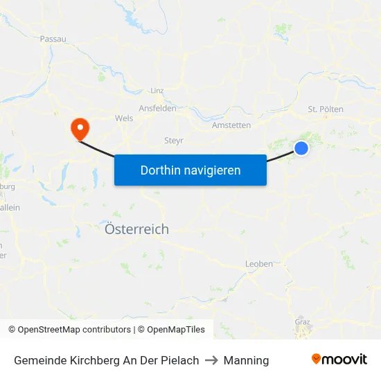 Gemeinde Kirchberg An Der Pielach to Manning map