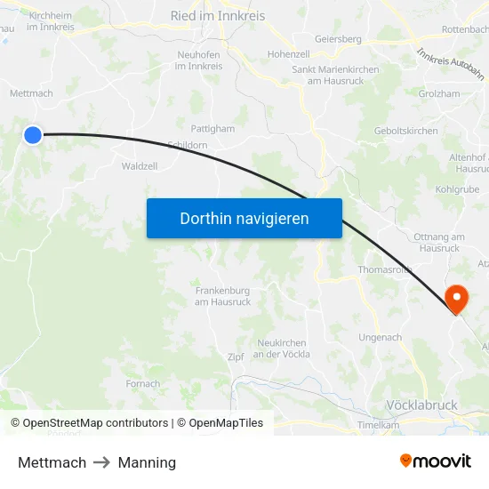 Mettmach to Manning map