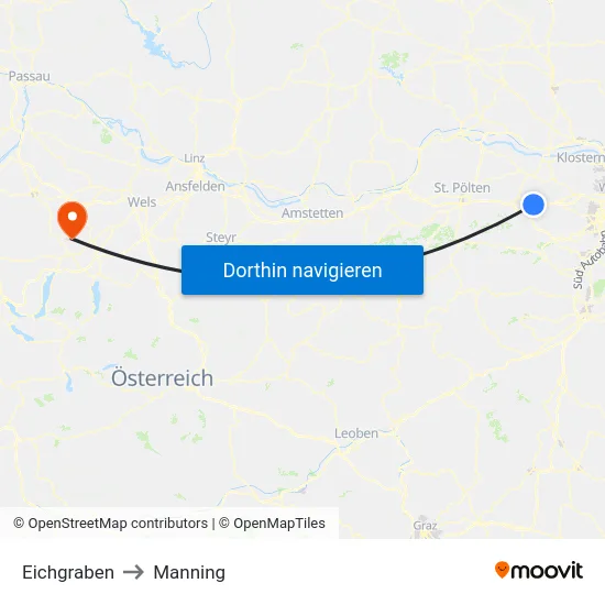 Eichgraben to Manning map