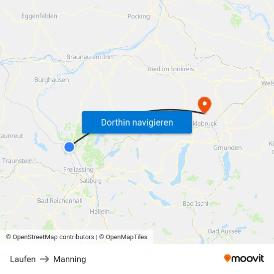 Laufen to Manning map