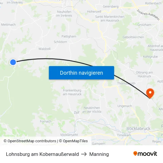 Lohnsburg am Kobernaußerwald to Manning map