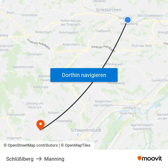 Schlüßlberg to Manning map