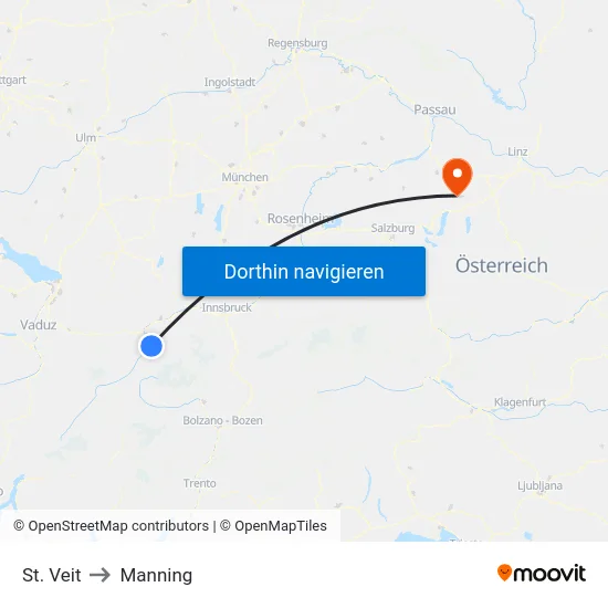 St. Veit to Manning map
