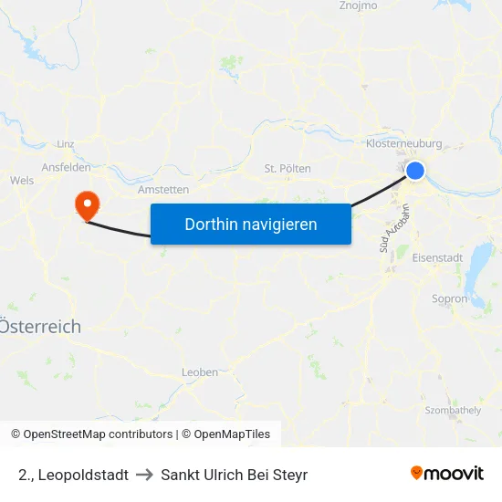 2., Leopoldstadt to Sankt Ulrich Bei Steyr map