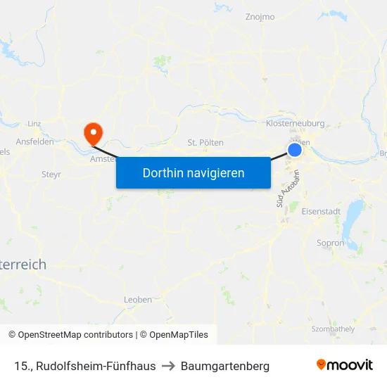 15., Rudolfsheim-Fünfhaus to Baumgartenberg map
