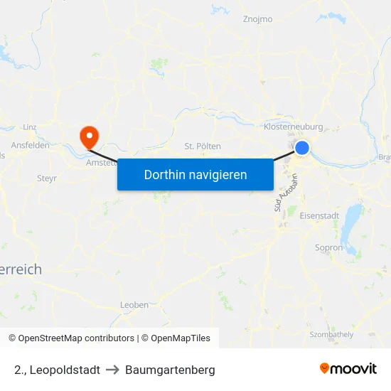 2., Leopoldstadt to Baumgartenberg map