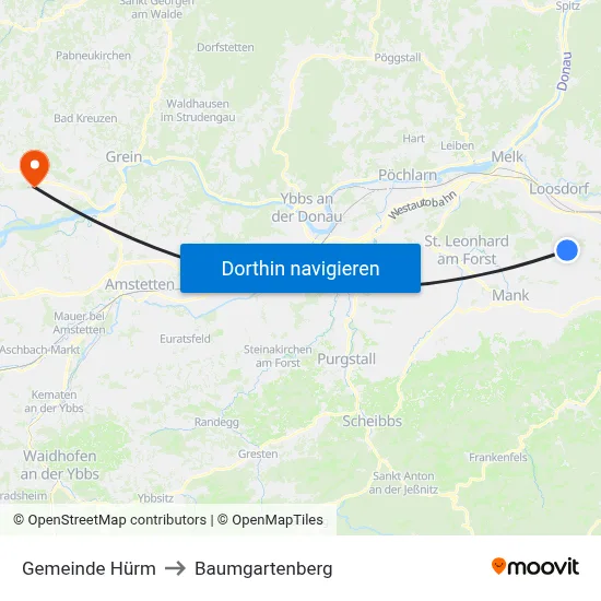 Gemeinde Hürm to Baumgartenberg map