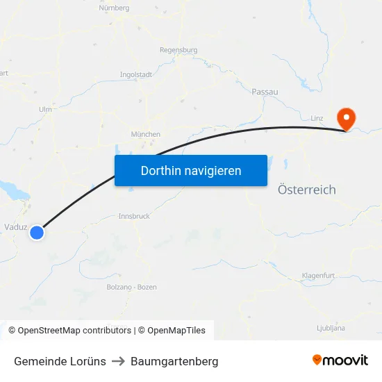 Gemeinde Lorüns to Baumgartenberg map