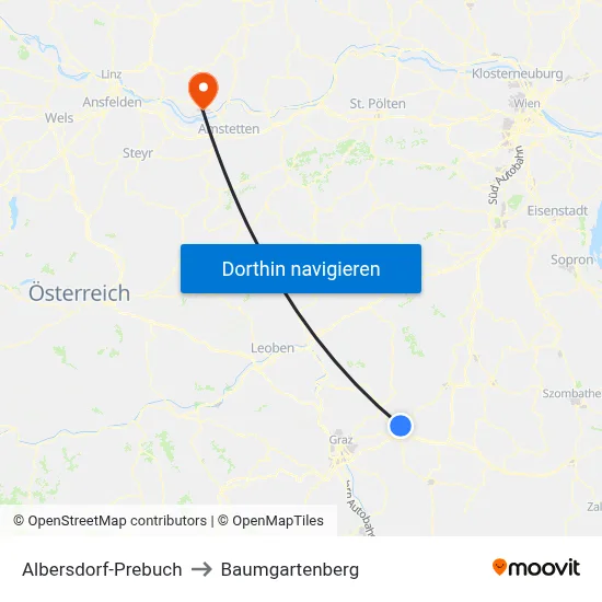 Albersdorf-Prebuch to Baumgartenberg map