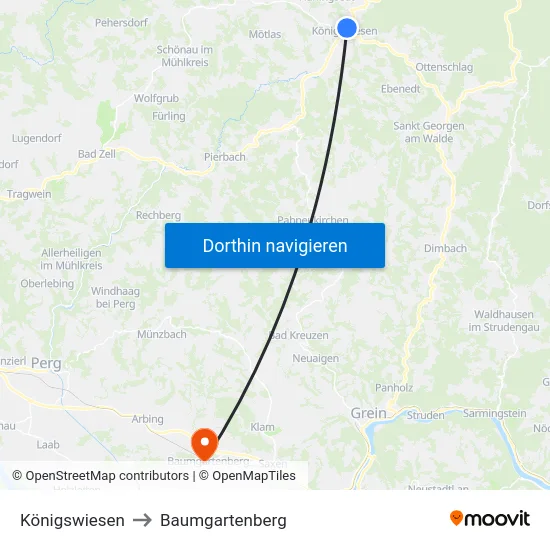 Königswiesen to Baumgartenberg map