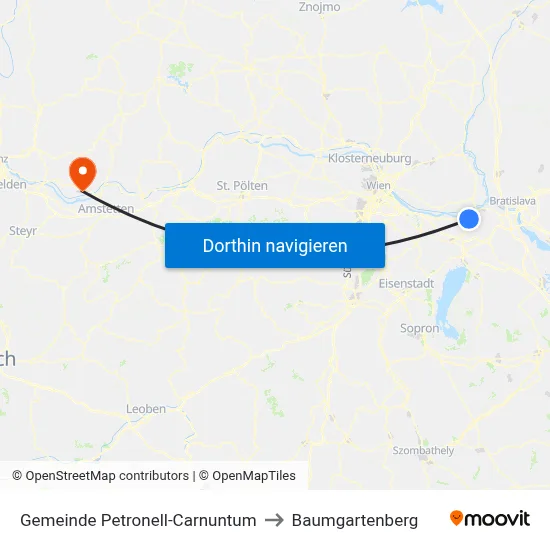Gemeinde Petronell-Carnuntum to Baumgartenberg map