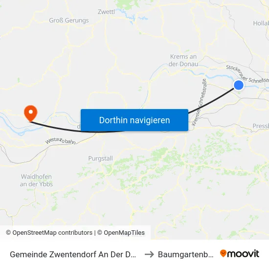 Gemeinde Zwentendorf An Der Donau to Baumgartenberg map