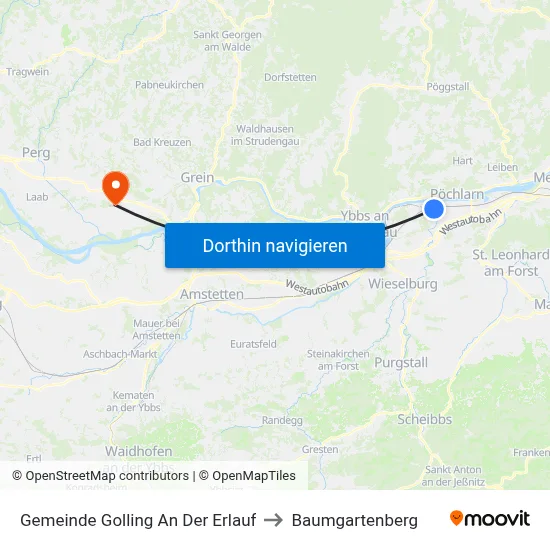 Gemeinde Golling An Der Erlauf to Baumgartenberg map