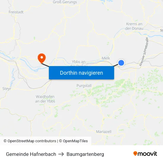 Gemeinde Hafnerbach to Baumgartenberg map