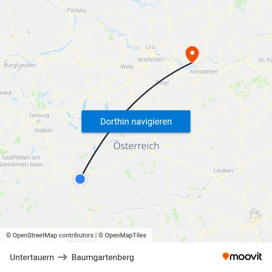 Untertauern to Baumgartenberg map