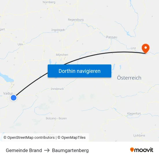 Gemeinde Brand to Baumgartenberg map