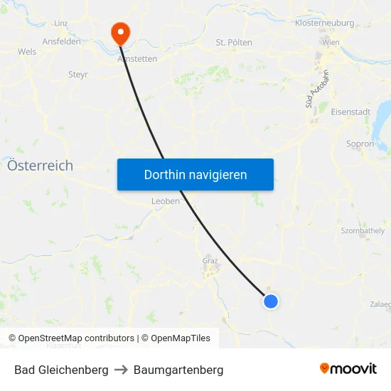 Bad Gleichenberg to Baumgartenberg map