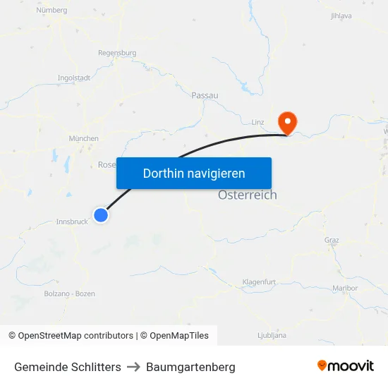 Gemeinde Schlitters to Baumgartenberg map