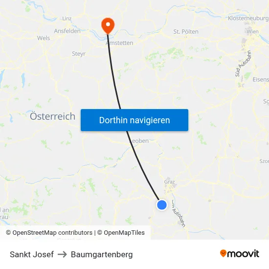 Sankt Josef to Baumgartenberg map