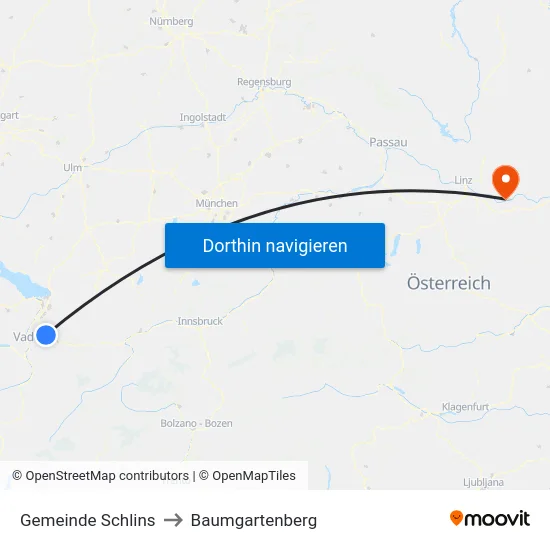 Gemeinde Schlins to Baumgartenberg map