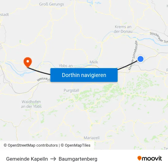 Gemeinde Kapelln to Baumgartenberg map