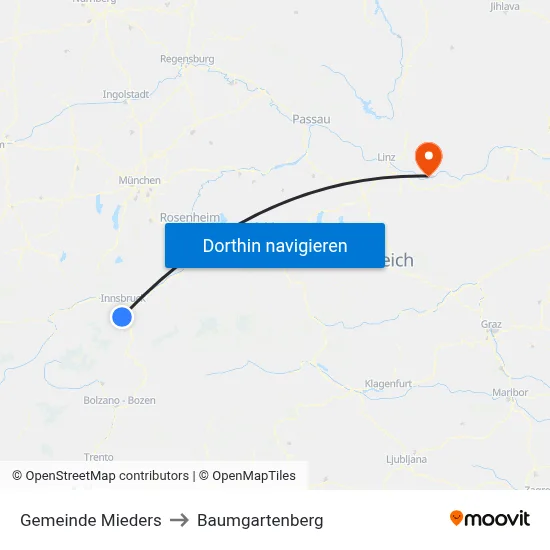 Gemeinde Mieders to Baumgartenberg map