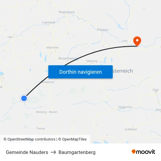 Gemeinde Nauders to Baumgartenberg map