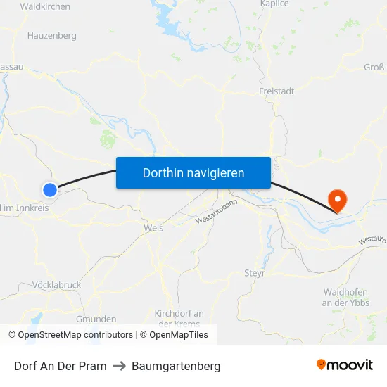 Dorf An Der Pram to Baumgartenberg map
