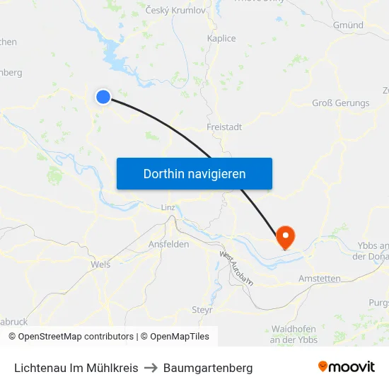 Lichtenau Im Mühlkreis to Baumgartenberg map