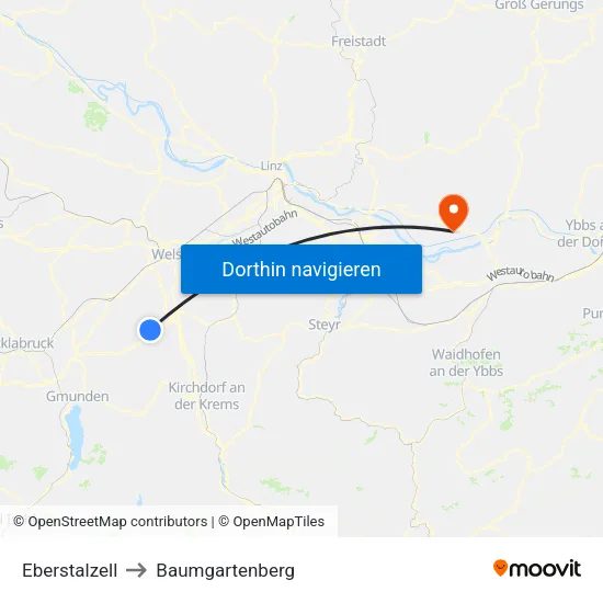 Eberstalzell to Baumgartenberg map