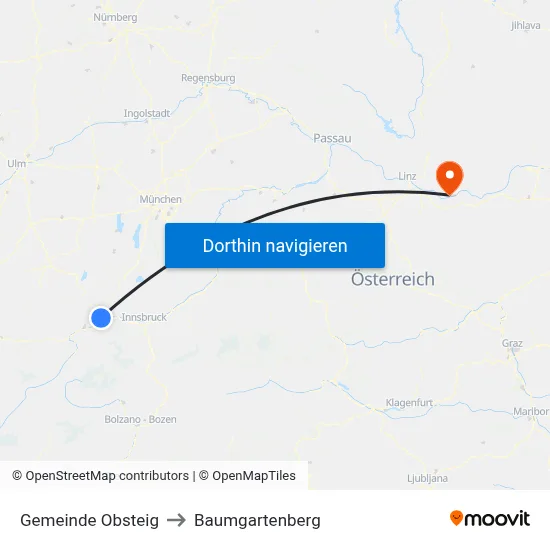 Gemeinde Obsteig to Baumgartenberg map
