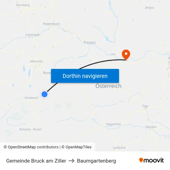 Gemeinde Bruck am Ziller to Baumgartenberg map