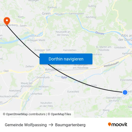 Gemeinde Wolfpassing to Baumgartenberg map