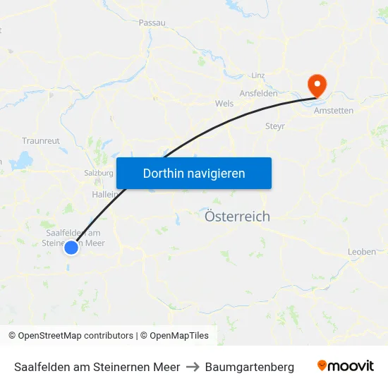 Saalfelden am Steinernen Meer to Baumgartenberg map