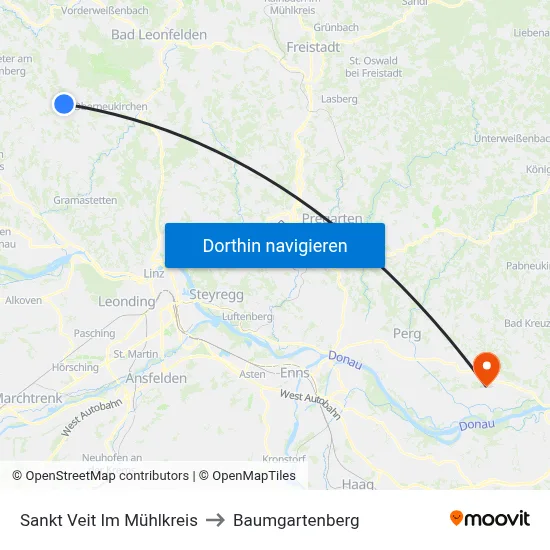 Sankt Veit Im Mühlkreis to Baumgartenberg map
