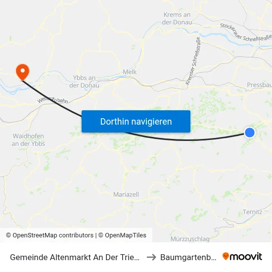 Gemeinde Altenmarkt An Der Triesting to Baumgartenberg map