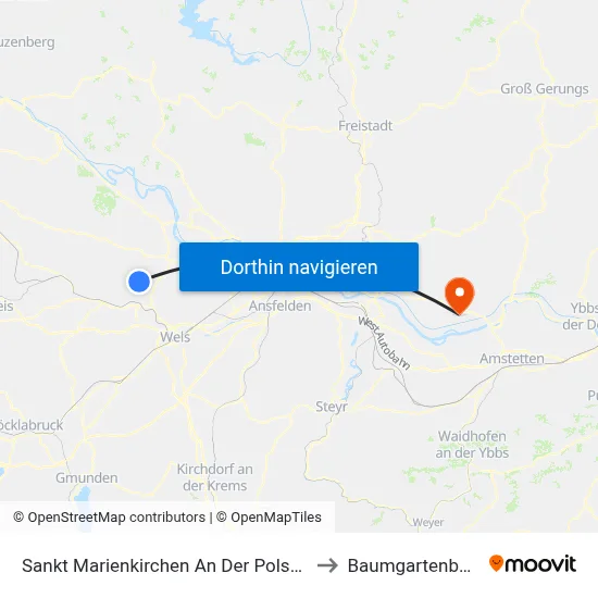 Sankt Marienkirchen An Der Polsenz to Baumgartenberg map