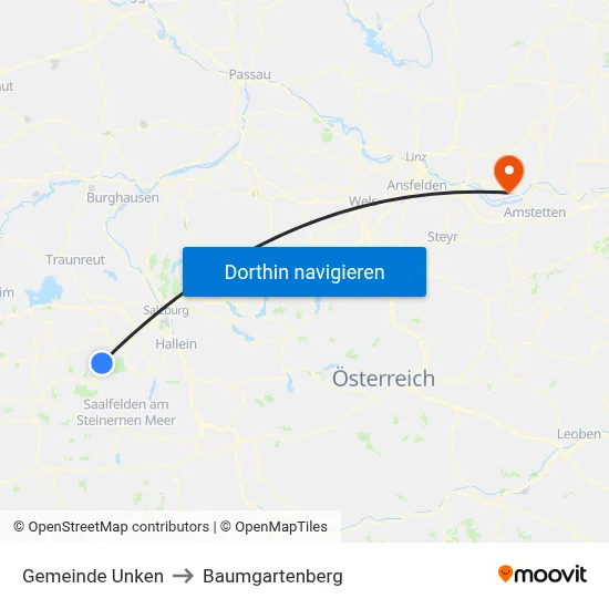 Gemeinde Unken to Baumgartenberg map