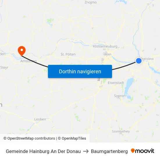 Gemeinde Hainburg An Der Donau to Baumgartenberg map