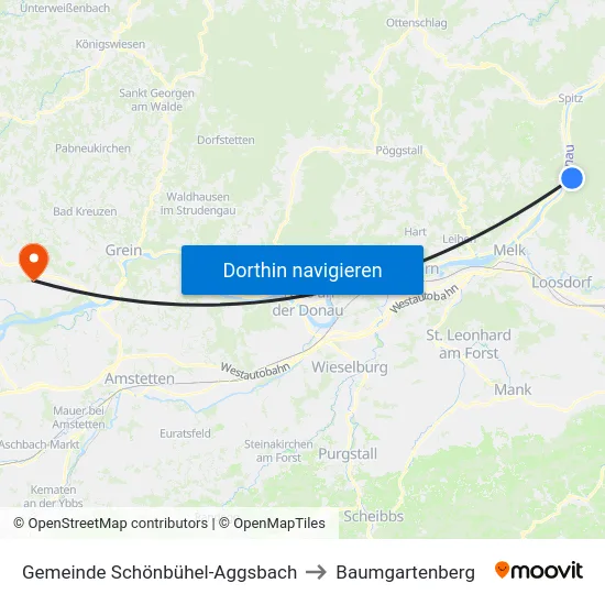 Gemeinde Schönbühel-Aggsbach to Baumgartenberg map