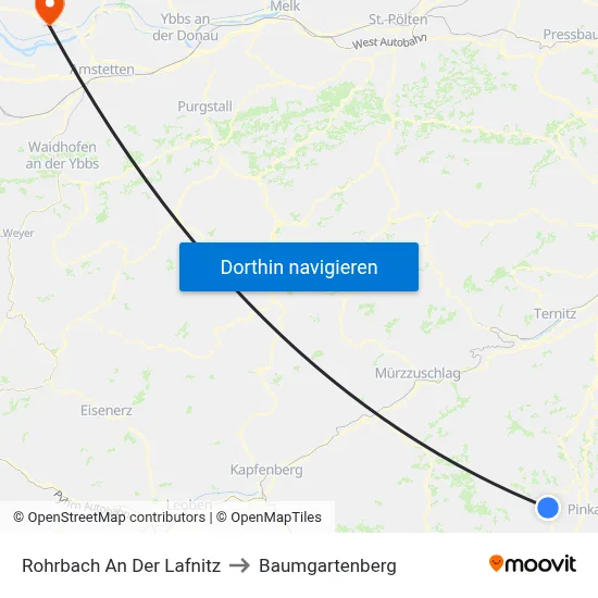 Rohrbach An Der Lafnitz to Baumgartenberg map