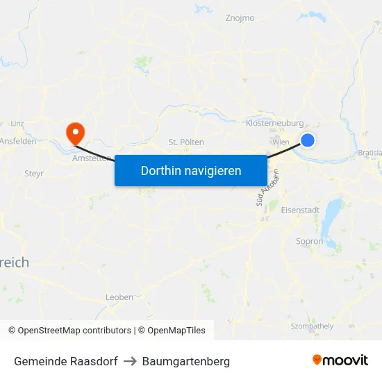 Gemeinde Raasdorf to Baumgartenberg map