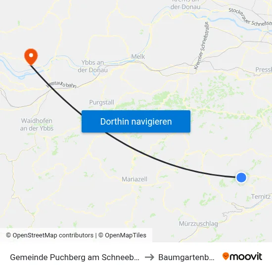 Gemeinde Puchberg am Schneeberg to Baumgartenberg map