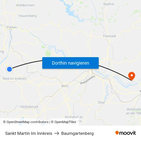 Sankt Martin Im Innkreis to Baumgartenberg map