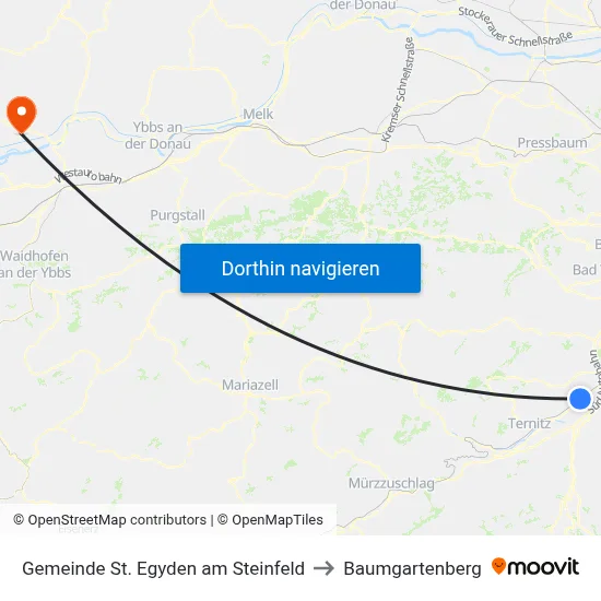 Gemeinde St. Egyden am Steinfeld to Baumgartenberg map